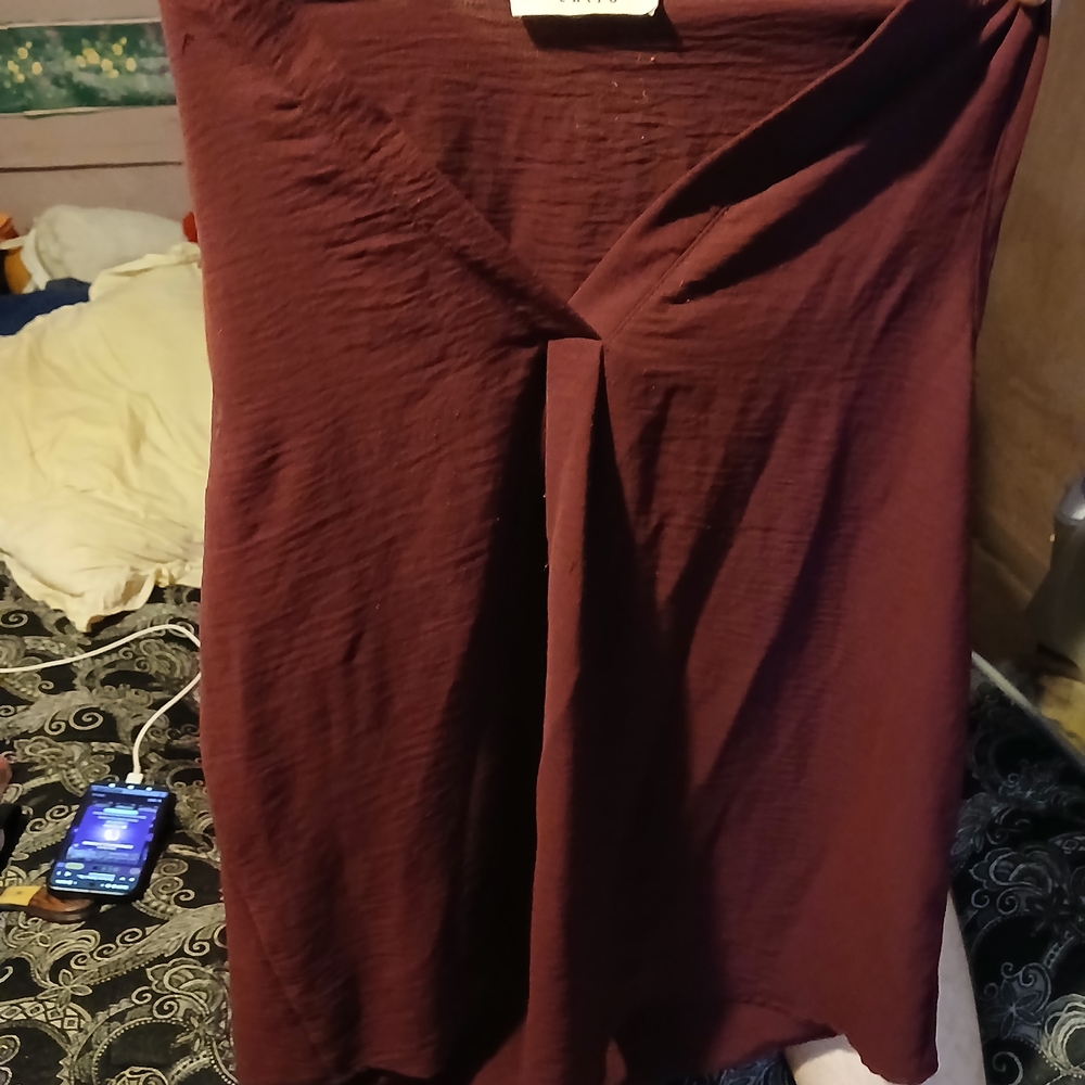 Entro Deep Red Midi Skirt